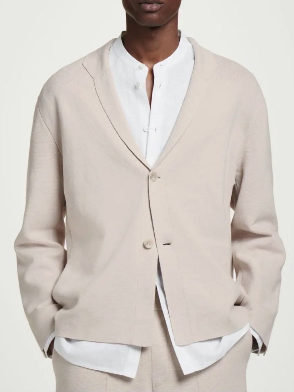 COS Milano Knit Linen Blend Blazer Jacket Light Beige Relaxed Men's Medium NWT